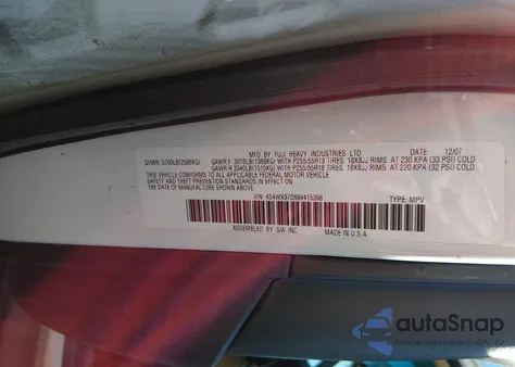 2008 Subaru Tribeca Limited 7-Passenger из США, поврежденный, VIN 4S4WX97D984415398